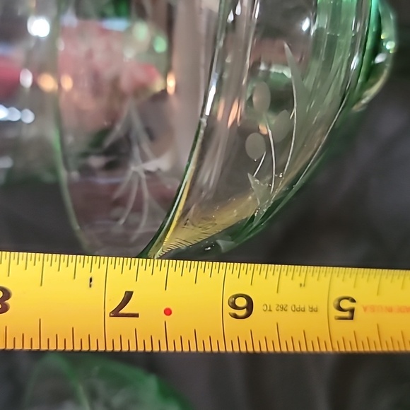 Bobby Flay Hand-Blown Etched Margarita Glasses GREEN SET Of 3 EUC - Picture 10 of 10